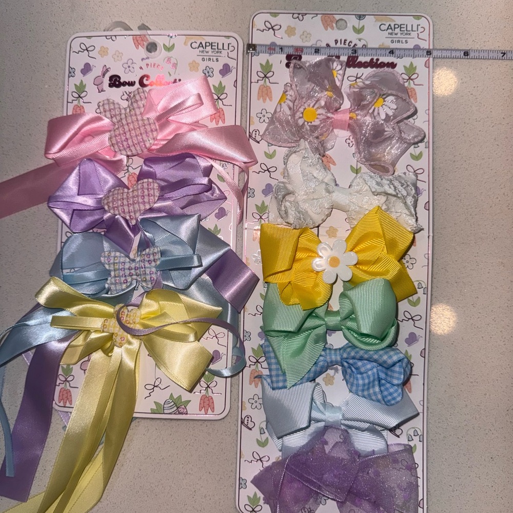 11 Piece Capelli of New York Pastel Hair Bow Set - Easter / Spring New With Tags